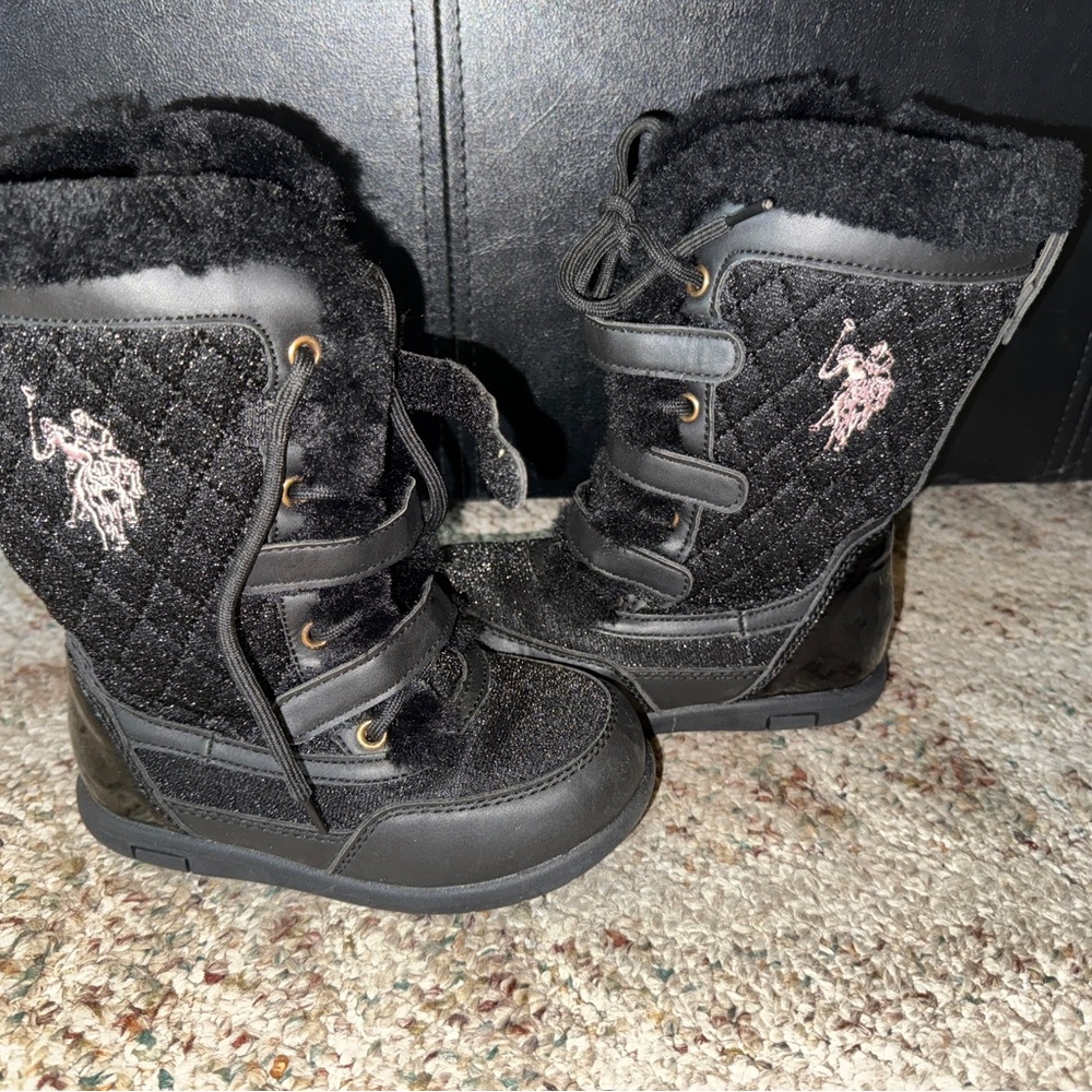 Polo Ralph Lauren Kids Black Quilted Winter Boots